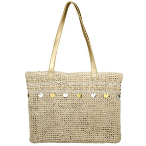 John Lewis Straw Sequins Bag- Gold