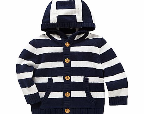 John Lewis Striped Cardigan, Navy/White