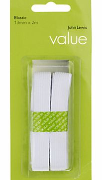 John Lewis The Basics 13mm Elastic, White