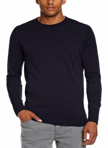 John Smedley Mens Marcus Crew Neck Long Sleeve Jumper, Blue (Midnight), Medium