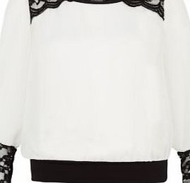 John Zack Cream Lace Trim Blouse 3463682