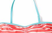 Johnnie  b Printed Bandeau Bikini Top, Hot Coral Stripe