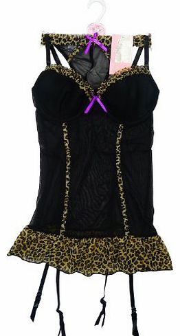 Jolie Seduction Womens Leopard Trim Basque 