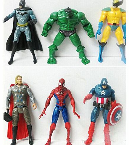 Jolly Girl Newest 6 pcs Avengers super hero Action Figures Hulk spiderman thor Batman Wolverine Captain America Iron Man Set of 6 PVC Dolls for Collector