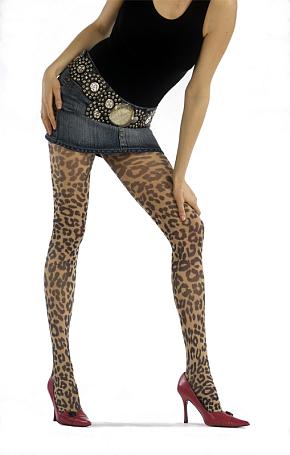 Ladies 1 Pair Jonathan Aston Animal Print Tights Black / Natural