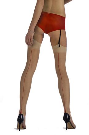 Jonathan Aston Ladies 1 Pair Jonathan Aston Contrast Seam And Heel Stockings In 2 Colours Champagne / Black