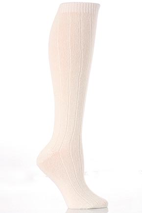 Jonathan Aston Ladies 1 Pair Jonathan Aston Kai Cashmere Blend Rib Knee High Socks In 2 Colours Ivory