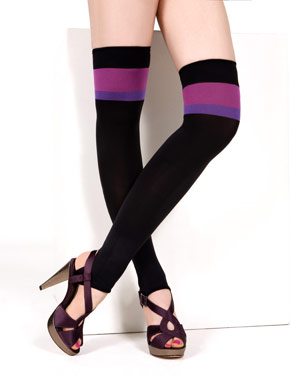 Jonathan Aston Ladies 1 Pair Jonathan Aston Olowu Striped Over The Knee Stirrup In 1 Colour Black and Warm Pink