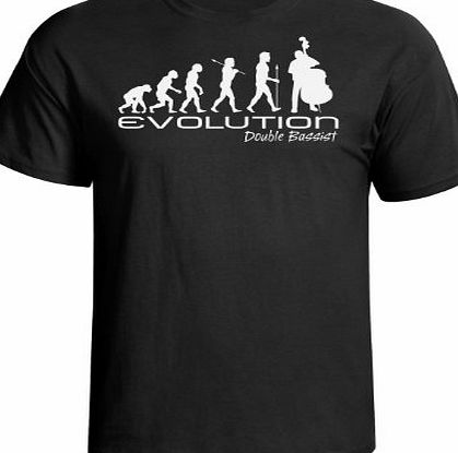 jonny cotton Evolution of a double bassist mens bass music funny unique gift present t shirt Black shirt white print