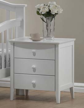 Julius White 3 Drawer Bedside Table - FREE NEXT