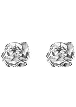 Silver Rippled Stud Earrings By Joseph Lamsin