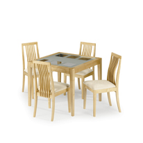 Julian Bowen Alaska Maple Square Dining Set with Glass Top