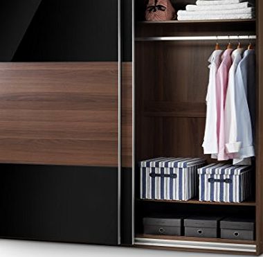 Julian Bowen Bergen High Gloss Sliding Door Wardrobe, Oak and Black