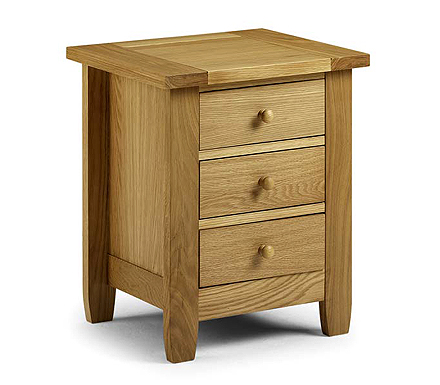 Julian Bowen Lyndhurst Solid Oak 3 Drawer Bedside Table