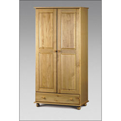 Julian Bowen Pickwick - 2 Door 1 Drawer Wardrobe (Solid Pine)