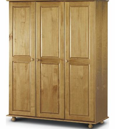 Julian Bowen Pickwick 3 Door Pine Wardrobe with Fitted Interior