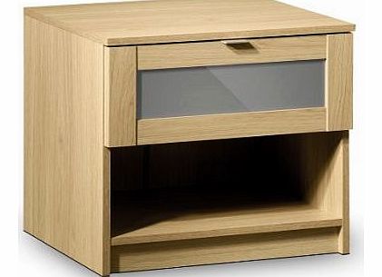 Strada 1-Drawer Bedside Table, Light Oak/Grey