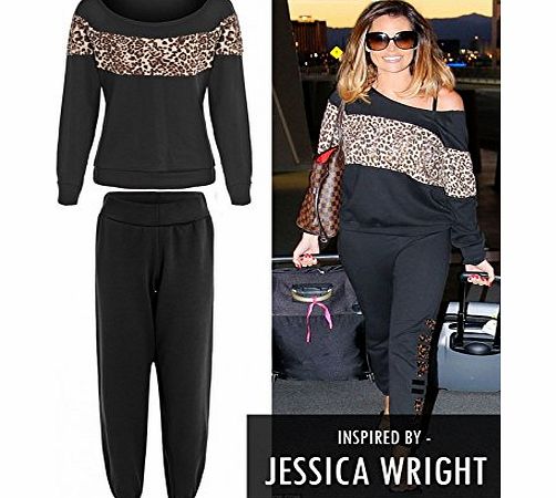 Juliets Kiss Womens Jessica Wright Leopard Print Tracksuit Set Ladies