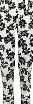 Juliets Kiss Womens Mono Floral Soft Trousers Ladies (6 - Black)