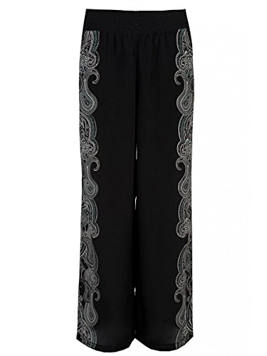 Juliets Kiss Womens Side Print Wide Leg Trousers Ladies (8 - Black)