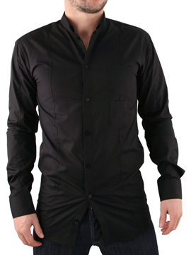 Black Wesley Inverted Collar Shirt