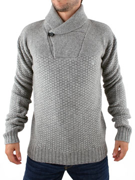 Grey Pitt Shawl Collar Knit