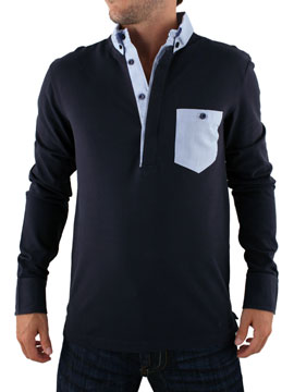 Navy Albern Long Sleeve Polo