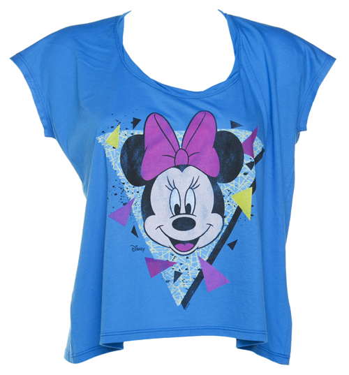 Ladies Blue Cropped Retro 90s Minnie Mouse