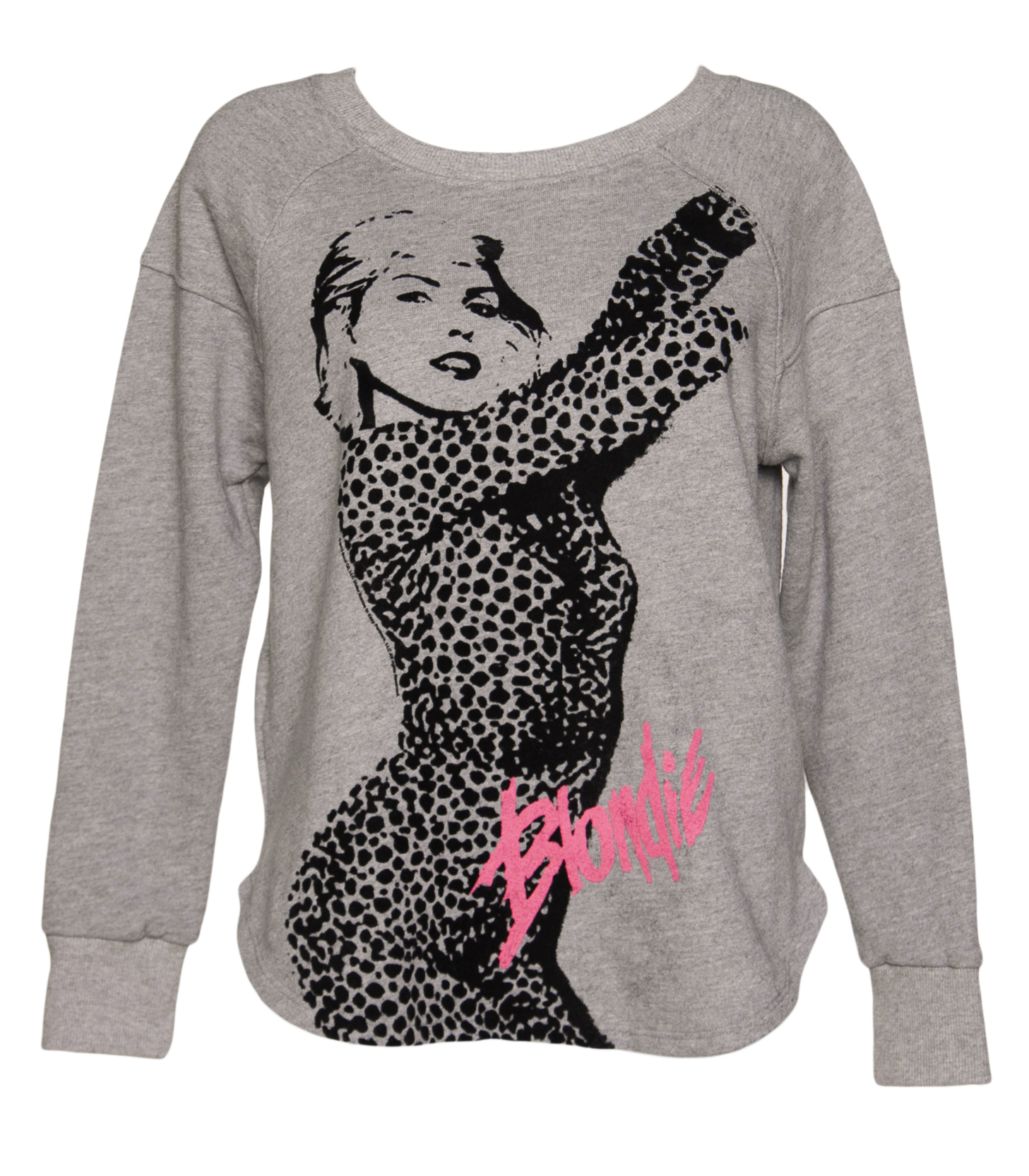 Ladies Grey Leopard Blondie Slash Neck Sweater