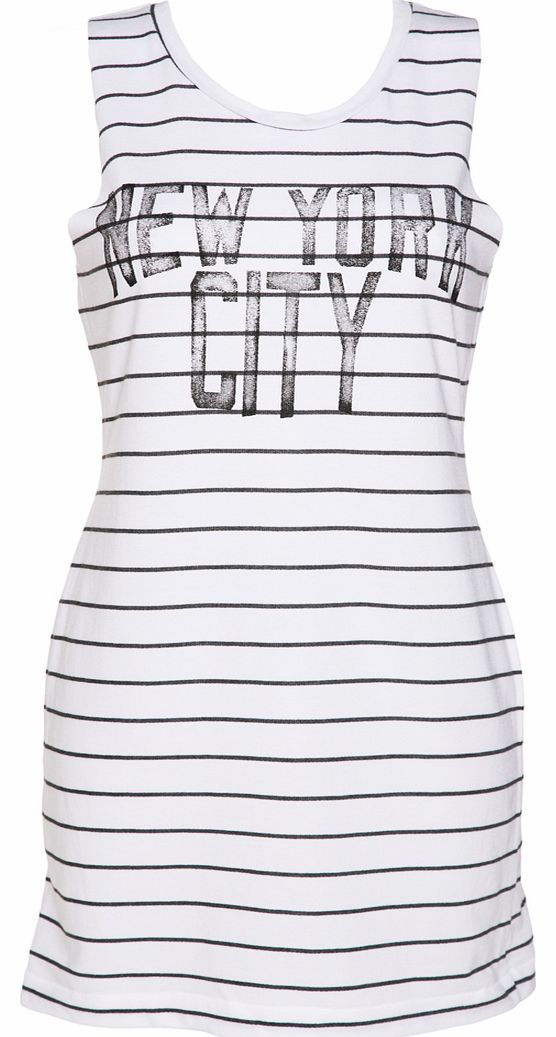 Ladies White And Black Stripe New York City Vest