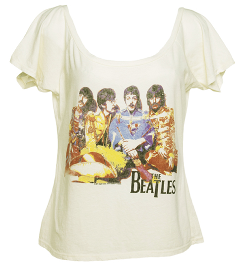 Ladies White Beatles Sgt Pepper Slouch Raglan