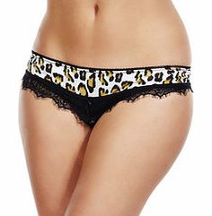 Just Cavalli Leopard and lace trim Brazilian briefs