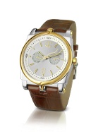 Just Cavalli Ular - Logo Dial Brown Croco Stamped Date Watch