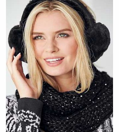 SHEEPSKIN Black Earmuffs