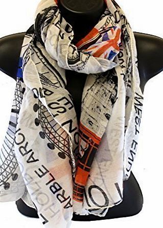 London uk fashion Streets Union Jack Large Maxi Scarf White