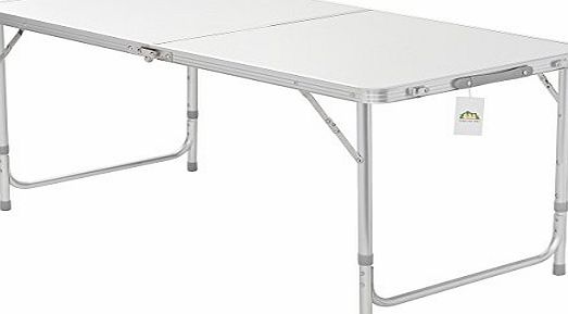KING DO WAY ALUMINIUM ADJUSTABLE PROTABLE TRESTLE FOLDING TABLE CAMP WHITE 120x60cm