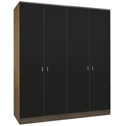 Kingstown - Mono Black 4 Door Wardrobe   Cornice