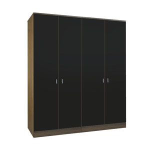 Kingstown , Mono Black, 4 Door Wardrobe