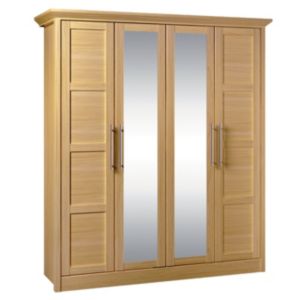 Kingstown Skye Oak 4 Door Mirror Wardrobe