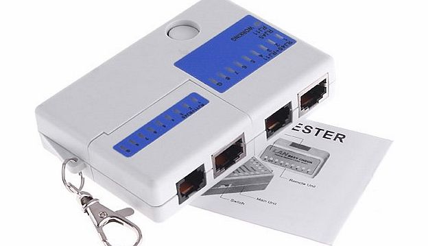 KINGZER  Multifunctional RJ45 RJ11 Cat5 Network LAN Cable Tester KeyChain Test Tool White