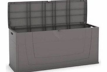 BIG Grey Plastic Garden Patio Storage Chest Outdoor Garage Cabinet Cushion Box Padlockable and Weatherproof! An Economical Locker for storage, Quick Easy Assembly in Minutes!