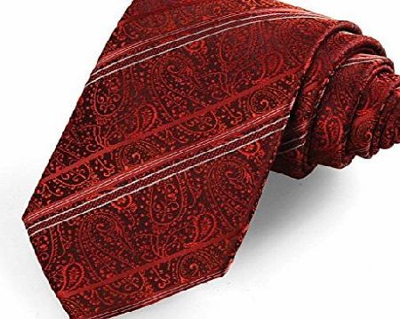 Kissties Red Scarlet Lovely Paisley Striped Men Tie Necie Wedding Valentines Gift