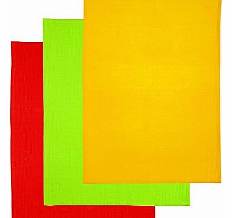 Bright Coloured Waffle Tea Towels, Set of 3