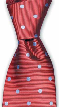 Red/Sky Blue Polka Dot Silk Tie by