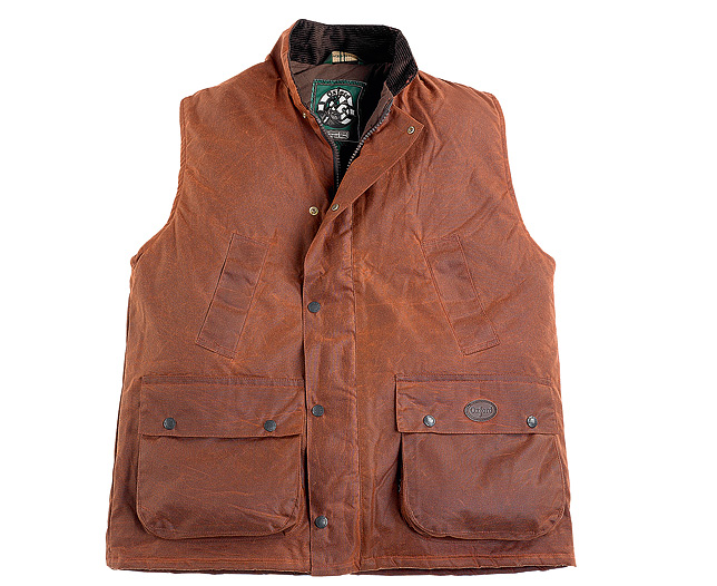 Men` Waxed Gilet - Chestnut - Medium (40 inch chest)