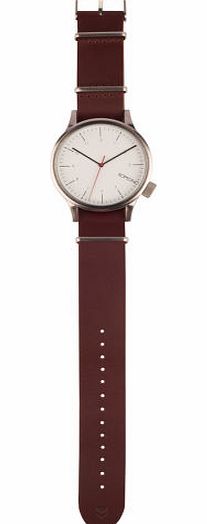 Mens Komono Magnus Watch - Silver Burgundy