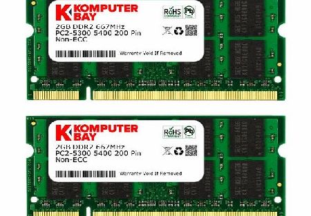 Komputerbay 4GB 2X 2GB DDR2 667MHz PC2-5300 PC2-5400 DDR2 667 (200 PIN) SODIMM Laptop Memory