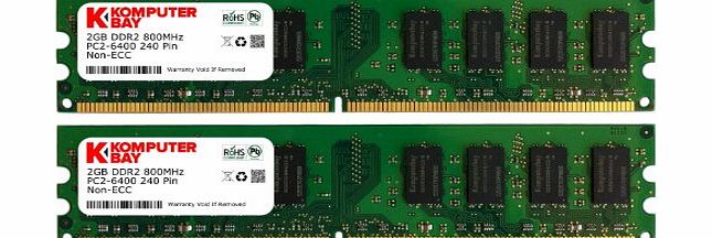 Komputerbay 4GB 2X 2GB DDR2 800MHz PC2-6300 PC2-6400 DDR2 800 (240 PIN) DIMM Desktop Memory