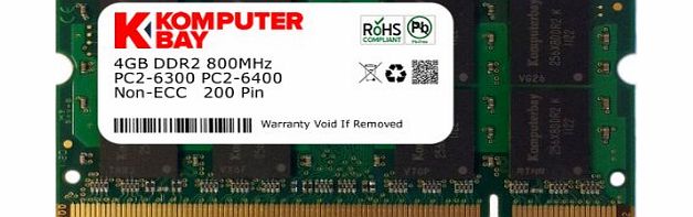 Komputerbay 4GB DDR2 800MHz PC2-6300 PC2-6400 DDR2 800 (200 PIN) SODIMM Laptop Memory CL 6