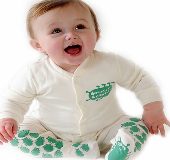 Koo-Di Creeper Crawler Grip Suit 6-9 Months Cream